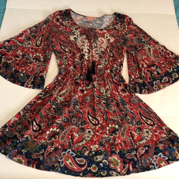 Flying Tomato Boho Paisley Embroidered Red Dress Size S - Picture 7 of 12